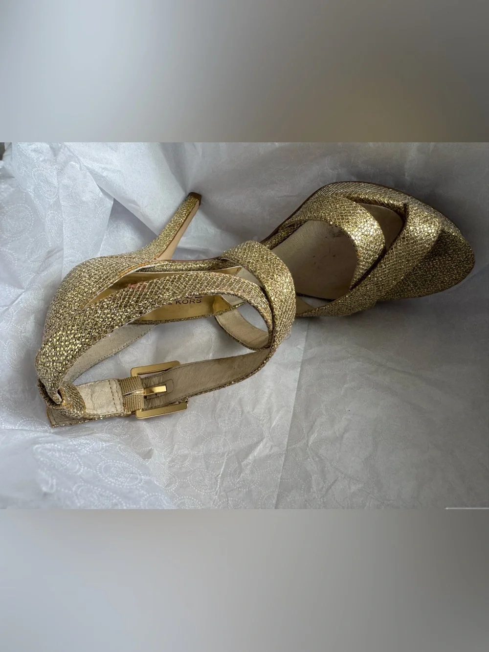 Michael Kors Gold Glitter High Heel Sandals for Women